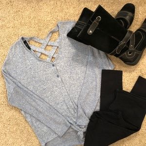 BCX tie front sweater